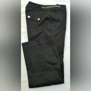 Michael Kors Black pinstripe pants with chain waist Size 12 Vintage wide leg